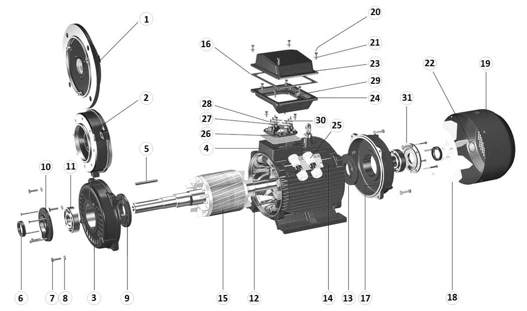Электродвигатель общепромышленный Элмаш АИС 112MA 4 полюса, мощность 5.5 кВт, частота вращения 1500 об/мин, монтажное исполнение IM3081, корпус - алюминий, RAL7012