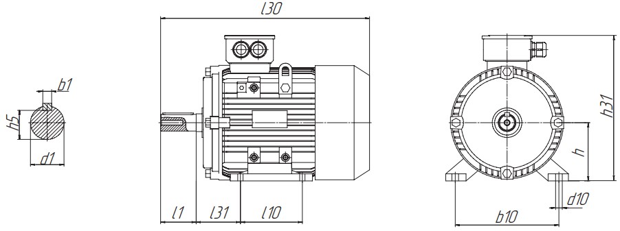 Электродвигатели общепромышленные Элком 5АИ 2-6 полюсов, мощность 0.12-30 кВт, частота вращения 1000-3000 об/мин, монтажное исполнение IM1081, корпус - чугун