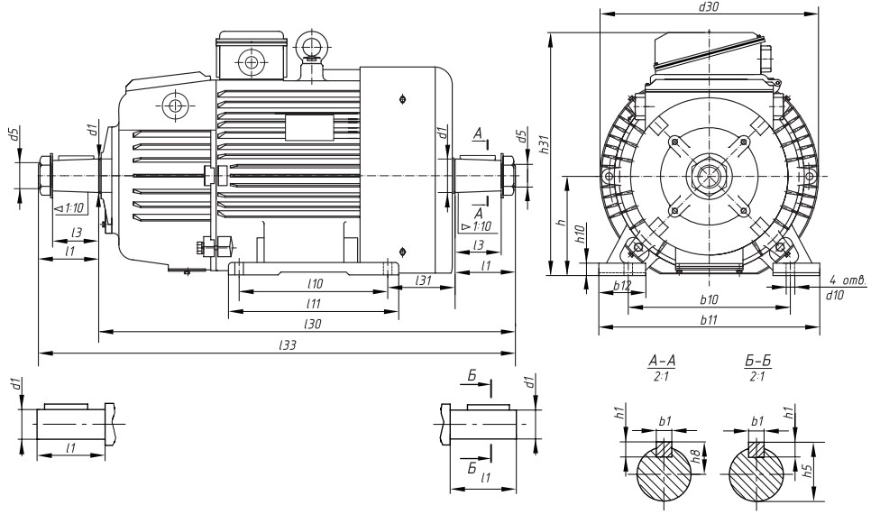 Электродвигатель крановый Элком МТН 112-6 6 полюсов, мощность 5 кВт, частота вращения 925 об/мин, монтажное исполнение IM2001