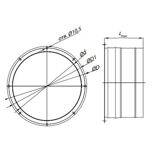 Гибкая вставка Элком В для №4, диаметр - 463мм, присоединение - фланец/ниппель