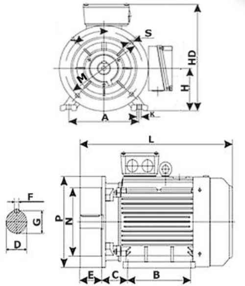 Электродвигатель общепромышленный ЭЛМАШ АИР 63А4 4 полюса, мощность 0.25 кВт, частота вращения 1500 об/мин, 220/380В, корпус - алюминий, монтажное исполнение IM2081, кл.исп. У2