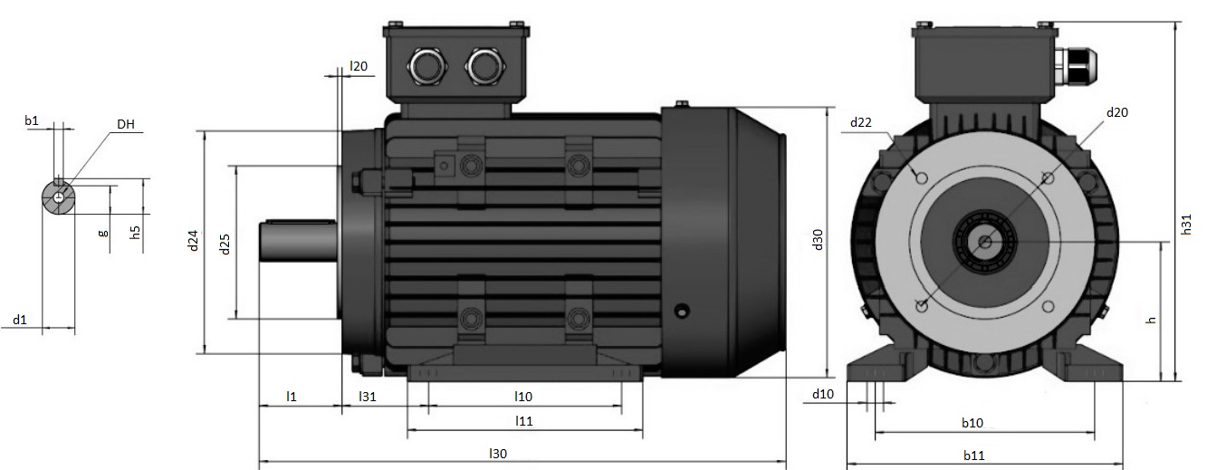 Электродвигатель общепромышленный ЭЛМАШ АИС 90S 6 полюсов, мощность 0.75 кВт, частота вращения 1000 об/мин, 220/380 В, монтажное исполнение IM2181, цвет - базальтово-серый, корпус - алюминий