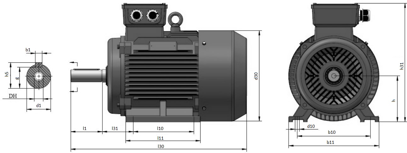 Электродвигатели общепромышленные ЭЛМАШ АИС 315 2-8 полюсов, мощность 75-200 кВт, частота вращения 750-3000 об/мин, монтажное исполнение IM1001, корпус - чугун