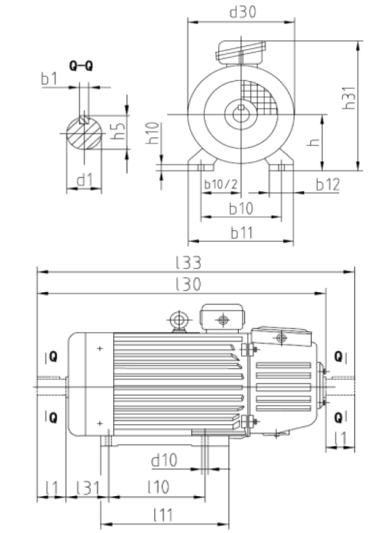 Электродвигатель трехфазный ЭЛМАШ МТН 211-6 6 полюсов, крановый, корпус - чугун, мощность 7.5 кВт, частота вращения 937 об/мин, монтажное исполнение IM1001