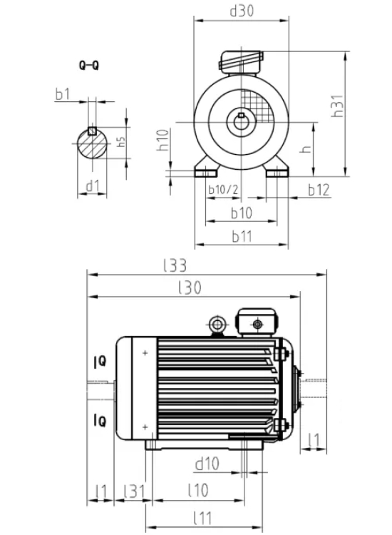 Электродвигатель трехфазный ЭЛМАШ МТКН 412-6 6 полюсов, крановый, корпус - чугун, мощность 30 кВт, частота вращения 930 об/мин, монтажное исполнение IM1004