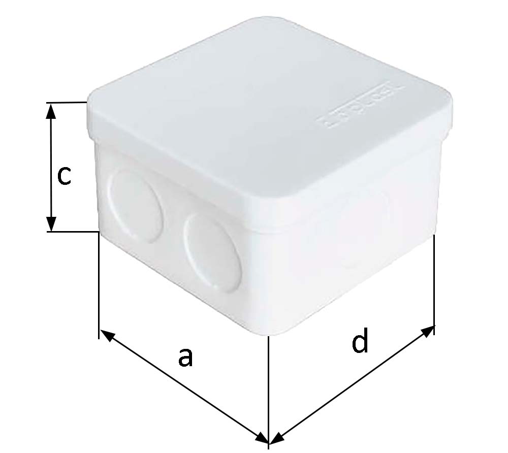 Коробка распределительная E.p.plast для открытой проводки 75х75х45 мм, 7 вводов, IP54, с кабельными муфтами, белая
