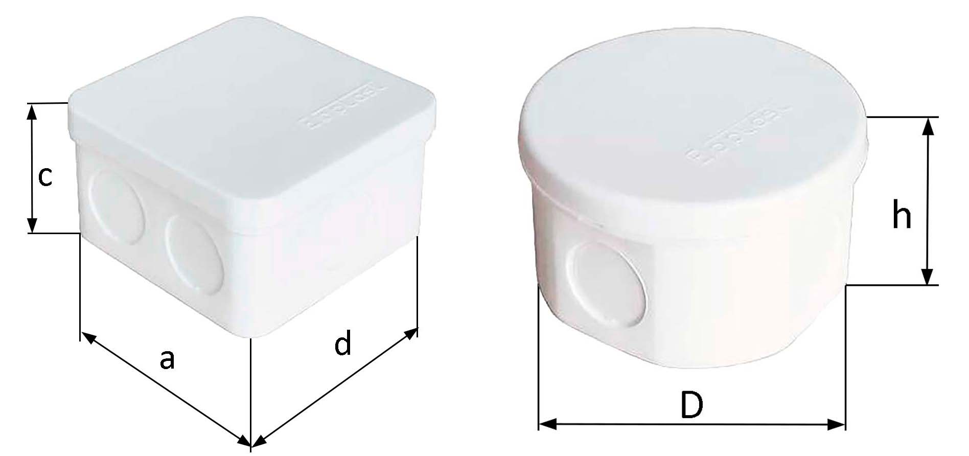 Коробки распределительные E.p.plast для скрытой проводки 4-8 вводов, IP20, с крышками на винтах