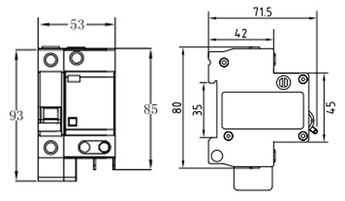 Автоматический выключатель дифференциального тока двухполюсный ЭРА АД-12 SIMPLE 1P+N 50 A (C) 30 мА (AC), 4,5кА, электронный, ток утечки 30 мА, переменный, сила тока 50 A