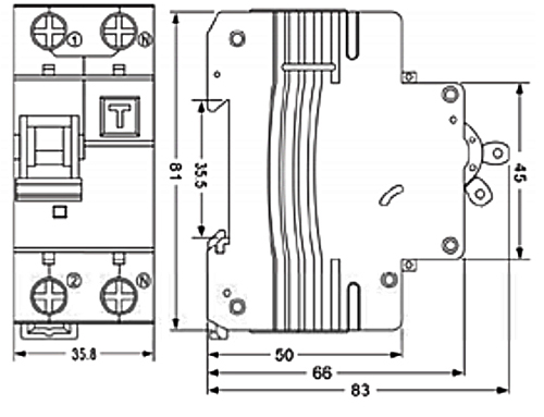 Автоматический выключатель дифференциального тока двухполюсный ЭРА АВДТ 63 1P+N 40 A (C) 30 мА (A), электронный, ток утечки 30 мА, переменный, сила тока 40 A