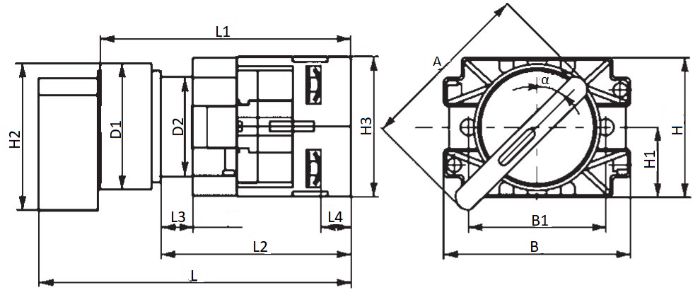 Переключатель ЭРА LAY5-BJ25 BSW70-BJ-2-K02E 2 фиксированных положения, I-II, количество разомкнутых контактов - 1, количество замкнутых контактов - 1, цвет кнопки - черный