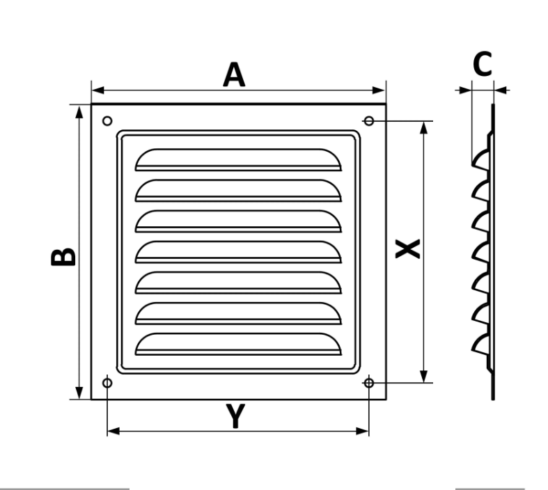 Решетка вентиляционная ERA МЦ 250х250 сетка, материал – оцинкованная сталь