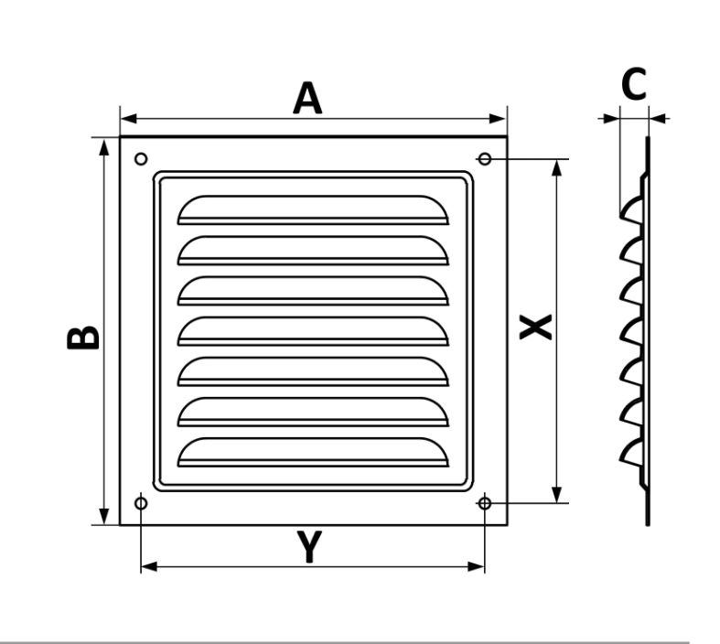 Решетки вентиляционные ERA МЭ 150х150-300х300 сетка, материал – окрашенная сталь