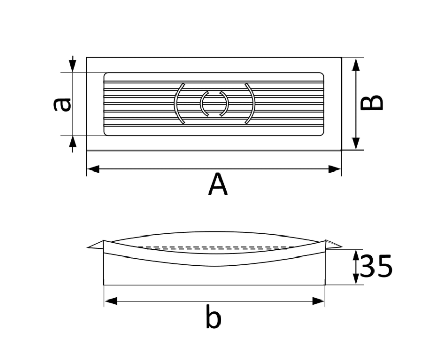 Решетка вентиляционная ERA РСФ 234х90 фланец 204х60, материал – пластик