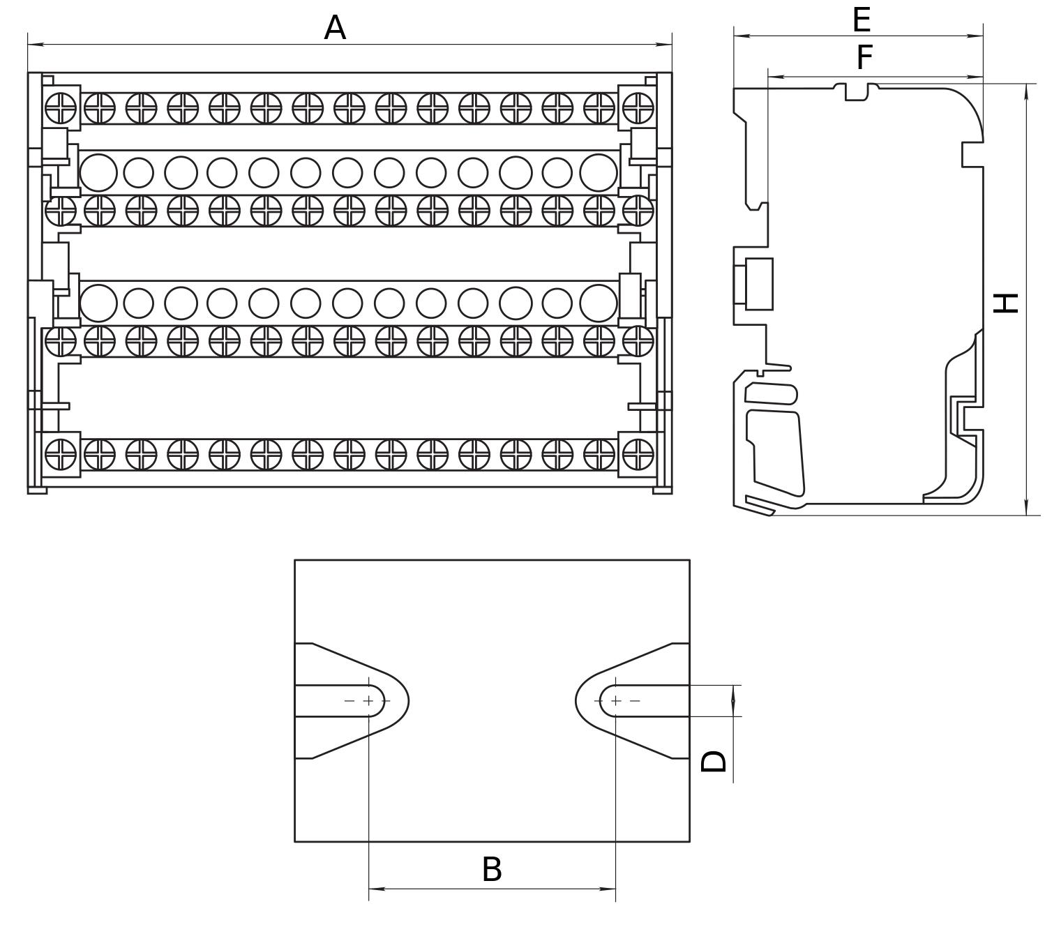 Шины на DIN-рейку ЭРА NO-224-17 в корпусе кросс-модуль ШНК 4х15 3L+PEN, количество полюсов - 4, количество зажимов на полюс - 15