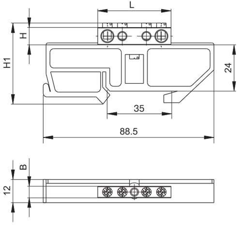 Шины нулевые ЭРА PE 6х9-8x12 мм с заземлением на DIN-изоляторе, латунные, 6-14 отверстий
