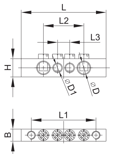 Шины нулевые ЭРА PEN с заземлением 6х9-8x12 мм латунные, 4-24 соединения с креплениями по краям