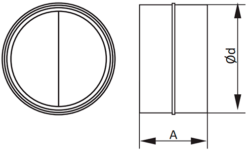 Соединитель ERA PRO СКц D100 круглый, стальной из оцинкованной стали с защитой от обратной тяги для соединения воздуховодов, серебристый