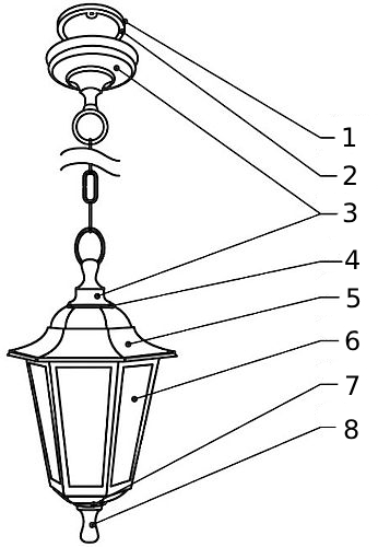 Светильник садово-парковый ЭРА НСУ 04-60 Адель 60 Вт, подвесной, цоколь E27, IP44, цвет - черный