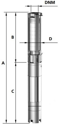 Насосы скважинные ESPA SE6 INX 44 погружные, корпус - нержавеющая сталь, мощность - 5.5-37кВт, напор - 56-350м, производительность - 733л/мин, 380В, без электродвигателя