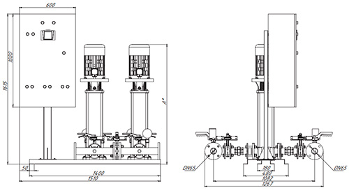 Насосные станции ESPA CP2 FFSI MULTI VE121 DOL (1+1) поверхностные, мощность - 3-15кВт, напор - 33-150м, производительность - 455л/мин, 380В