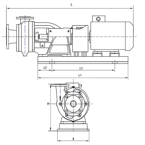 Насосы консольные ESQ 1K Ду50x32-65x40 Ру8 центробежные, подача - 8-20м ³/ч, напор - 15-30м, уплотнение сальниковое/торцевое, с электродвигателем 1.5-37кВт/3000 об/мин