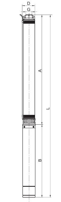 Насос скважинный ESQ ЭЦВ 4-10-70 2″ Ду50 артезианский, производительность - 167 л/мин,  напор - 70 м, мощность - 3 кВт, диаметр скважины - 102,5 мм, 3х380В/50Гц