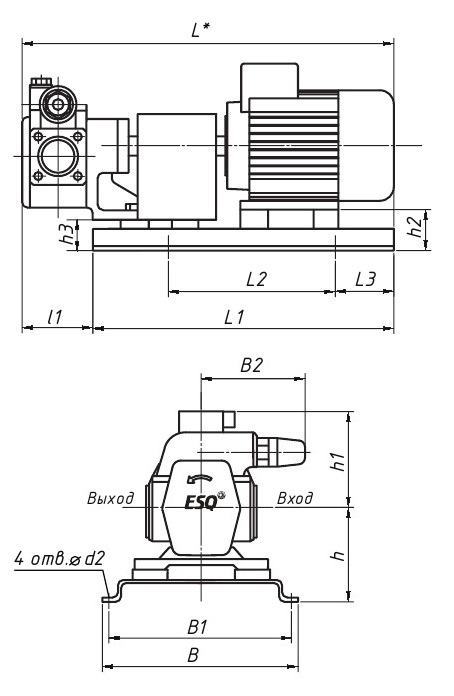 Насосы шестеренные ESQ НМШ Ду25x20-50x32 Py2.5-25 центробежные, корпус - чугун, производительность - 27-105 л/мин, c электродвигателем 1.5-7.5 кВт, 1000-1500 об/мин, 3x380В