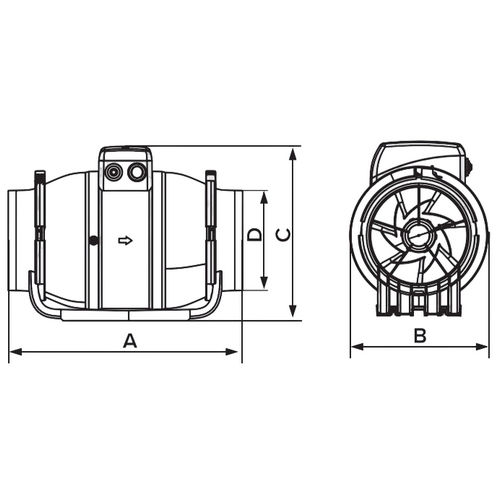 Вентиляторы канальные ESQ Reel, корпус - пластик, 220В