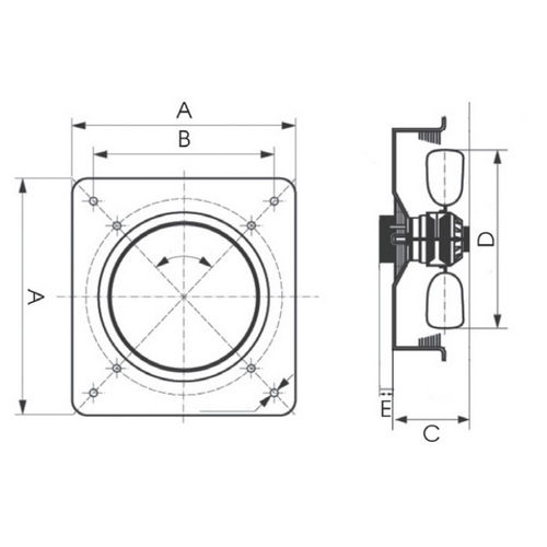 Вентилятор осевой ESQ YWF4D YWF4D-630B-B0, производительность - 13000м3/час, корпус - сталь, с настенной панелью, нагнетание, 380В