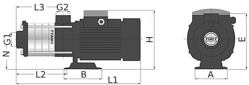 Насосы многоступенчатые FANCY CHLF Ду25-50x25-50 поверхностные, центробежные, горизонтальные, мощность - 0.37-4 кВт, производительность - 2-20 м3/час, напор - 9-50 м, 380 В, рабочее колесо - нержавеющая сталь