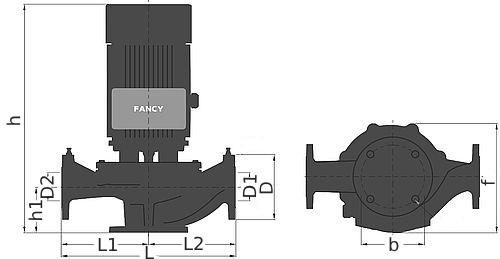 Насос циркуляционный FANCY FT 65-320/55 Ду65x65 Ру16 поверхностный, центробежный, вертикальный, мощность - 5.5 кВт, производительность - 48 м3/час, напор - 28 м, 380 В, рабочее колесо - чугун