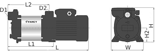 Насос многоступенчатый FANCY FVH1x5/0.5(T) Ду25x25 поверхностный, центробежный, горизонтальный, мощность - 0.37 кВт, производительность - 1 м3/час, напор - 33 м, 380 В, рабочее колесо - пластик