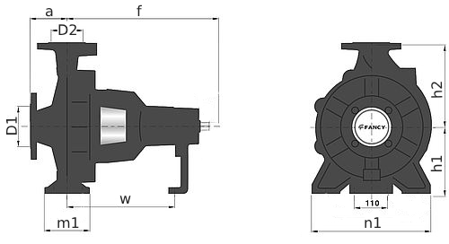 Насос консольный FANCY FS 80-160/150 Ду100x80 Ру20 центробежный, горизонтальный, мощность - 15 кВт, напор - 27 м, производительность - 144 м3/час, 380 В, рабочее колесо - чугун