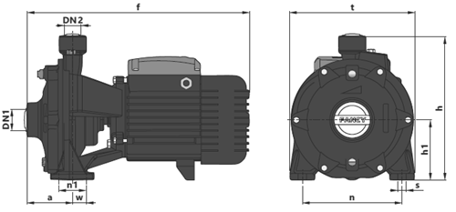 Насосы центробежные FANCY F2Cm Ду32x25-40x25 горизонтальные, подача 4.50-8.40 м3/ч, мощность - 1.50-3.00 кВт, напряжение - 230 В, корпус - чугун