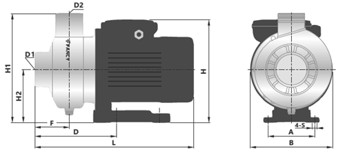 Насос центробежный FANCY FWO 120M Ду40x40 горизонтальный, с открытым рабочим колесом, подача - 12.00 м3/ч, мощность - 0.9 кВт, напряжение - 230 В, корпус - нержавеющая сталь