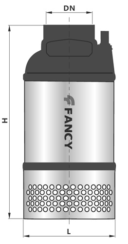 Насос дренажный FANCY L-63 Ду150 вертикальный, подача - 90.00 м3/ч, мощность - 2.2 кВт, напряжение - 380 В, корпус - нержавеющая сталь