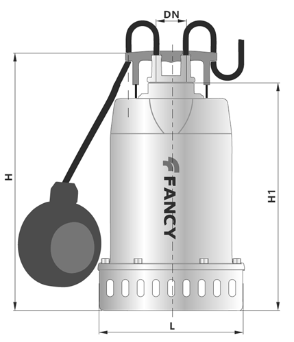 Насос дренажный FANCY QCK150m Ду40 вертикальный, подача - 13.00 м3/ч, мощность - 1.1 кВт, напряжение - 230 В, корпус - нержавеющая сталь