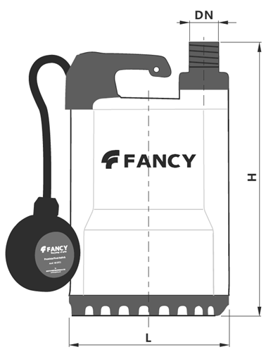 Насосы дренажные FANCY SPL Ду25-40 вертикальные, подача 1.50-4.20 м3/ч, мощность - 0.1-0.37 кВт, напряжение - 380 В, корпус - полипропилен