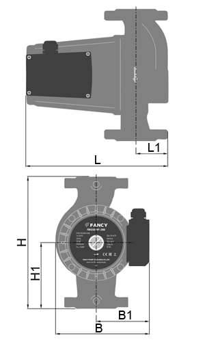 Насос циркуляционный FANCY FBG50-12F-280 Ду50x50 Ру10 однофазный односкоростной, IP44, присоединение - фланцевое, напряжение - 380 В, мощность - 1.1 кВт, максимальный напор - 12 м, производительность - 19 м3/ч, длина - 280 мм, корпус - чугун