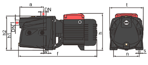 Насос самовсасывающий FANCY FJm120A Ду25x25 Ру10 центробежный струйный однофазный, мощность - 1.1 кВт, номинальный напор - 34 м, производительность - 3 м3/ч, мм, корпус — чугун