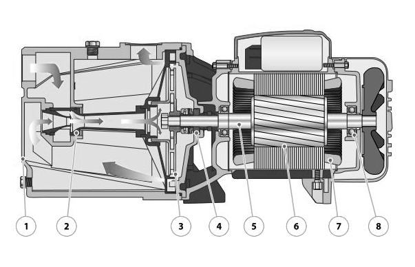 Насос самовсасывающий FANCY FJm100L Ду25x25 Ру10 центробежный однофазный, мощность - 0.75 кВт, номинальный напор - 35 м, производительность - 2.4 м3/ч, мм, корпус - чугун