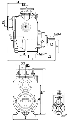 Насос самовсасывающий FANCY FSP SP-4 SS imp. Ду100 Ру10 с открытым валом, без двигателя, поверхностный, 1950 об/мин, мощность - 30 кВт, номинальный напор - 25 м, производительность - 135 м3/ч, корпус - чугун, рабочее колесо - нержавеющая сталь