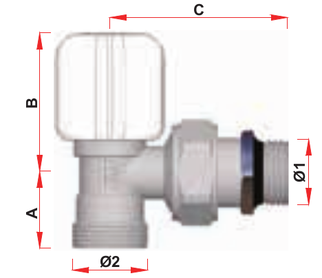 Вентиль регулирующий FAR 1/2″ М24х19 Ду15 Ру16, угловой, уплотнение EPDM