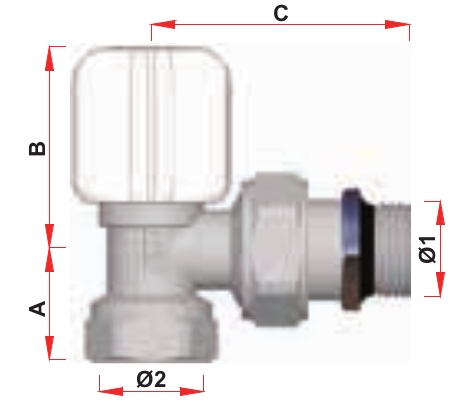 Вентиль регулирующий FAR 1/2″ Ду15 Ру16, угловой, ВР, уплотнение EPDM