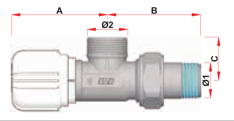 Вентиль термостатический FAR угловой с горизотальной буксой 1/2″, М24х19