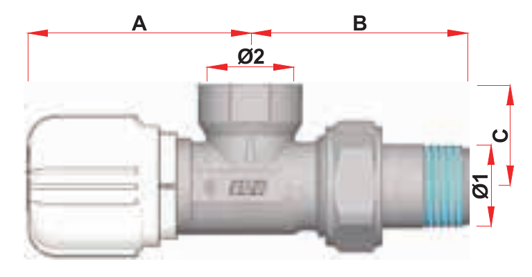 Вентиль термостатический FAR угловой с горизотальной буксой 1/2″, ВР
