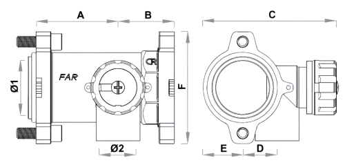 Коллектор регулирующий FAR Start FK3874 Ду40-1х3/4″ Ру25, внутренняя резьба с 1-м выходом Ду20 внутренняя резьба, межосевое расстояние 100 мм, корпус латунь