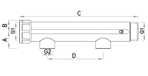 Коллектор нерегулируемый FAR FK 3612 Ду40-3х1″ Ру10, наружная/внутренняя резьба с 3-мя выходами Ду25, выходы внутренняя резьба, проходной, корпус Dzr латунь
