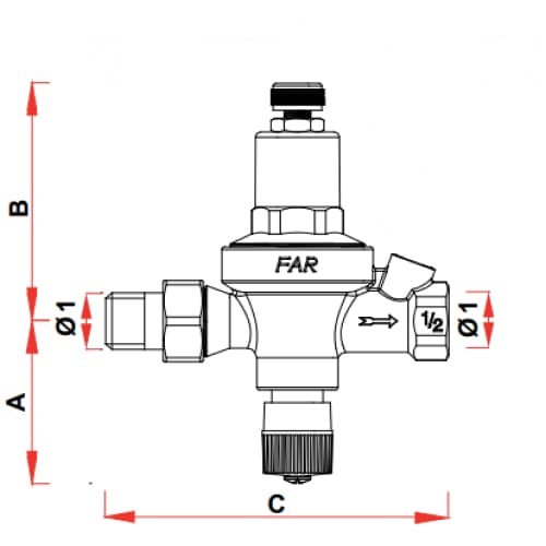 Регулятор подпитки автоматический FAR FA 2100 1/2″ Ду15 Ру10 без манометра, латунный, наружная/внутренняя резьба, хромированный (редуктор)