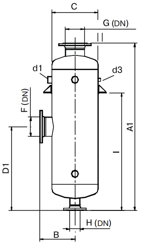 Рекуператоры пара Гранстим РП.01 Ду50-150 Ру16 фланцевые, корпус - углеродистая сталь, угловой тип